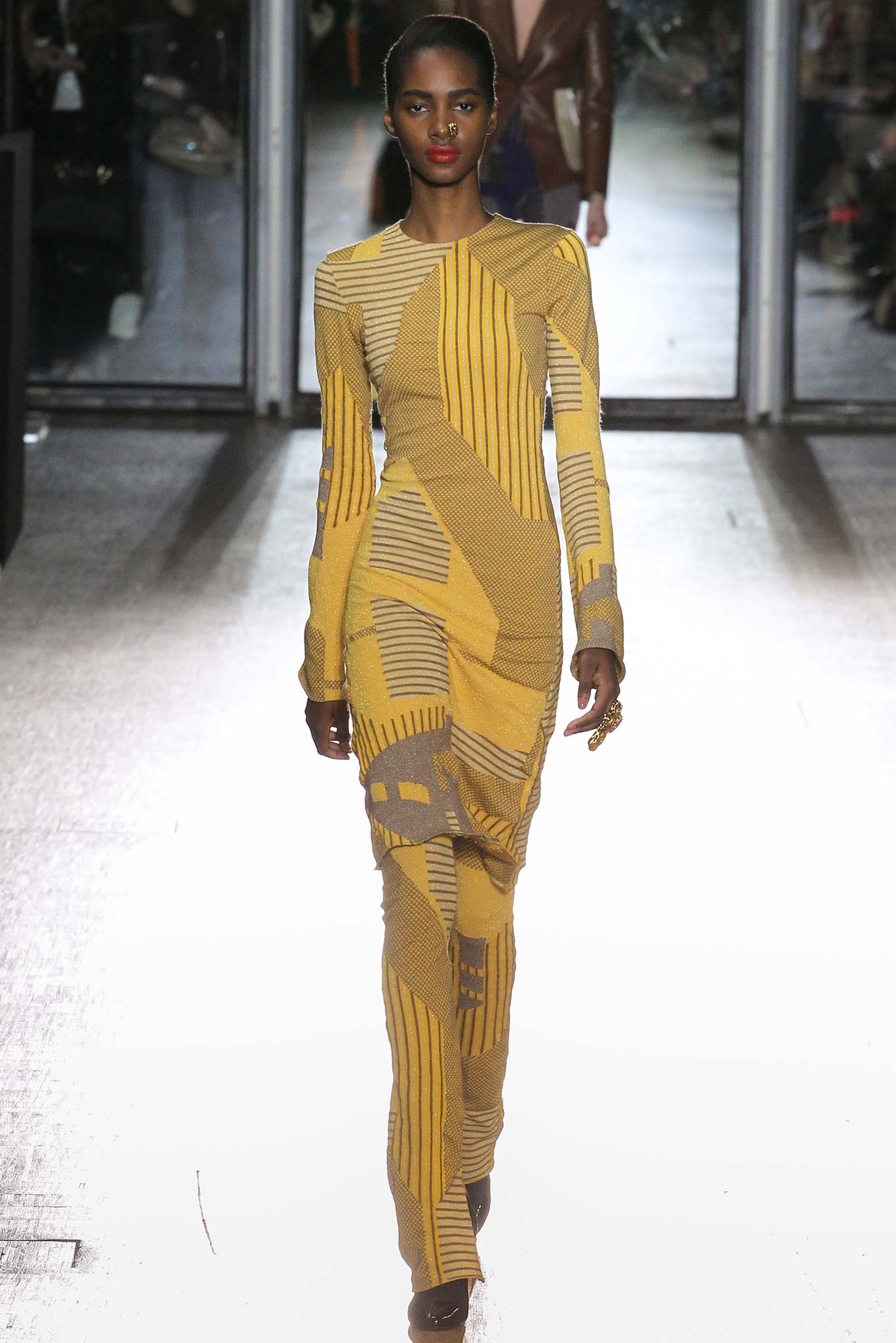 fitted yellow printed maxi dress