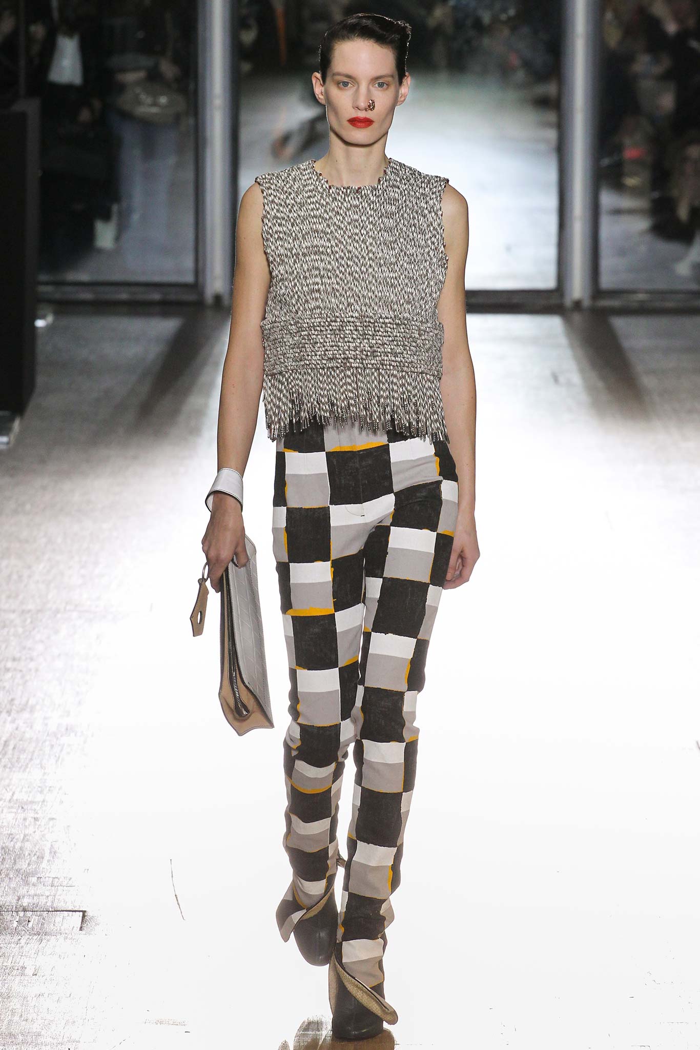black and white checked top and pants