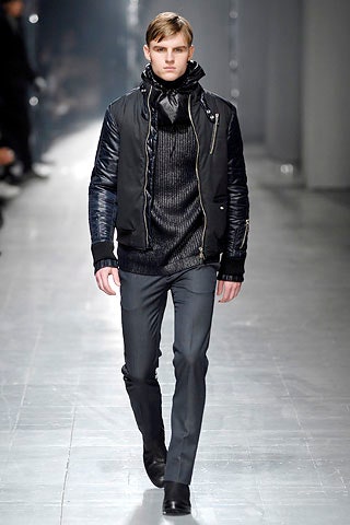 black leather jacket and sweater