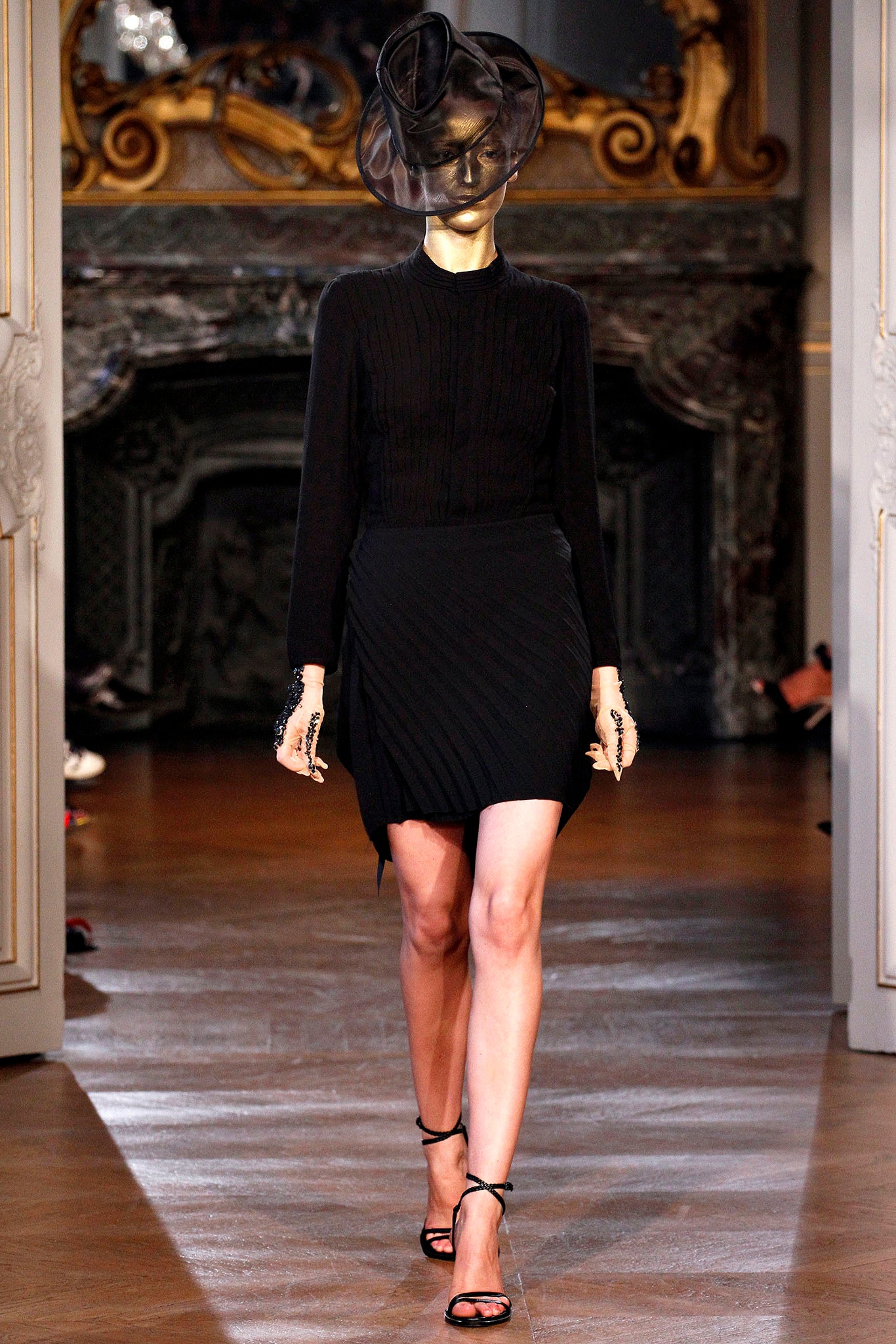 black silk fitted mini dress