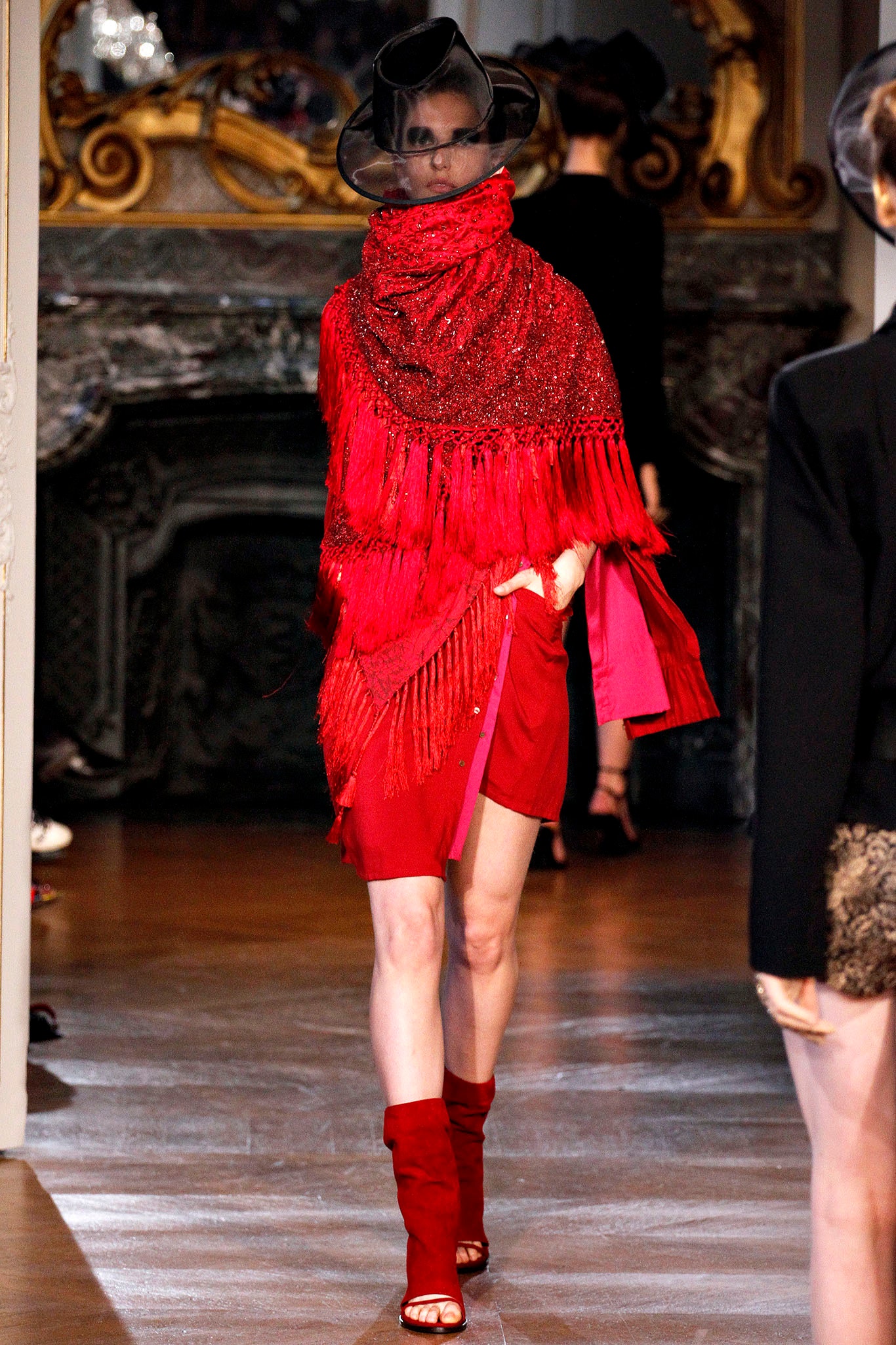 red fringed mini dress