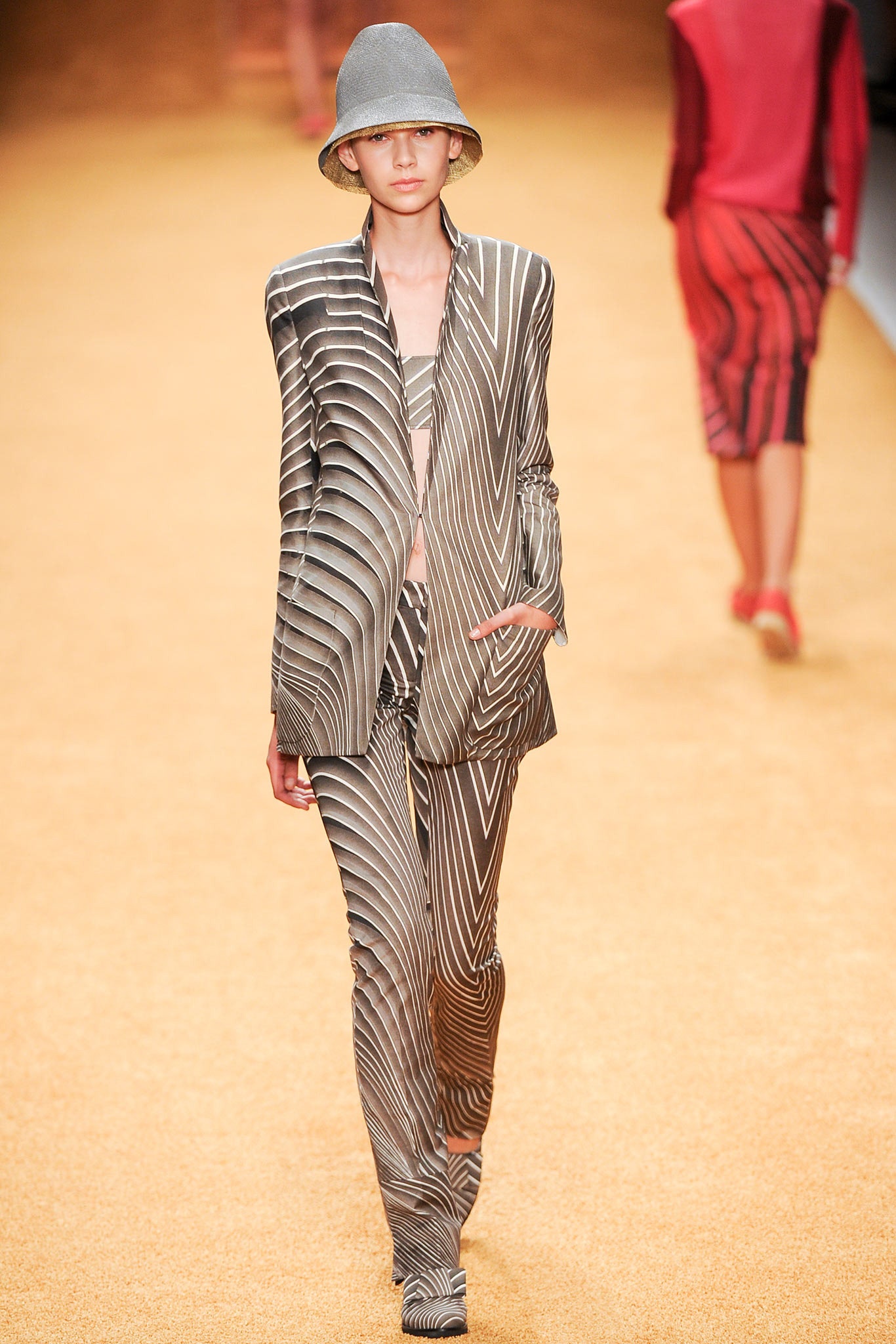striped gray tailored blazer and pants
