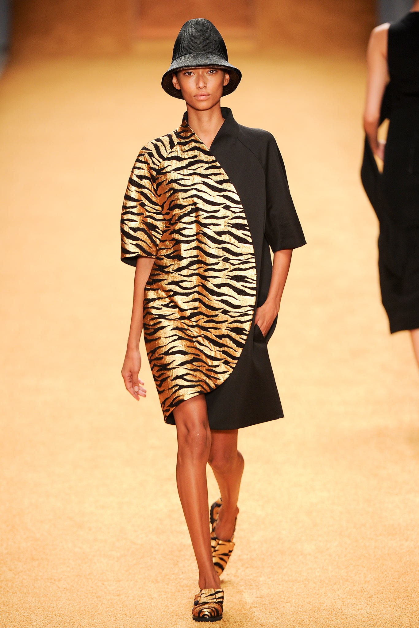 black and gold printed dress