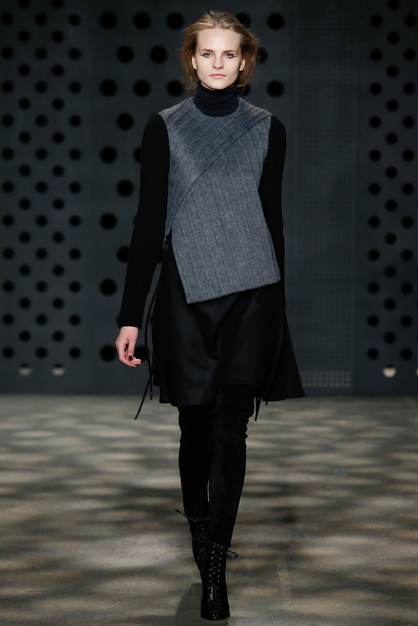 black midi dress with gray top