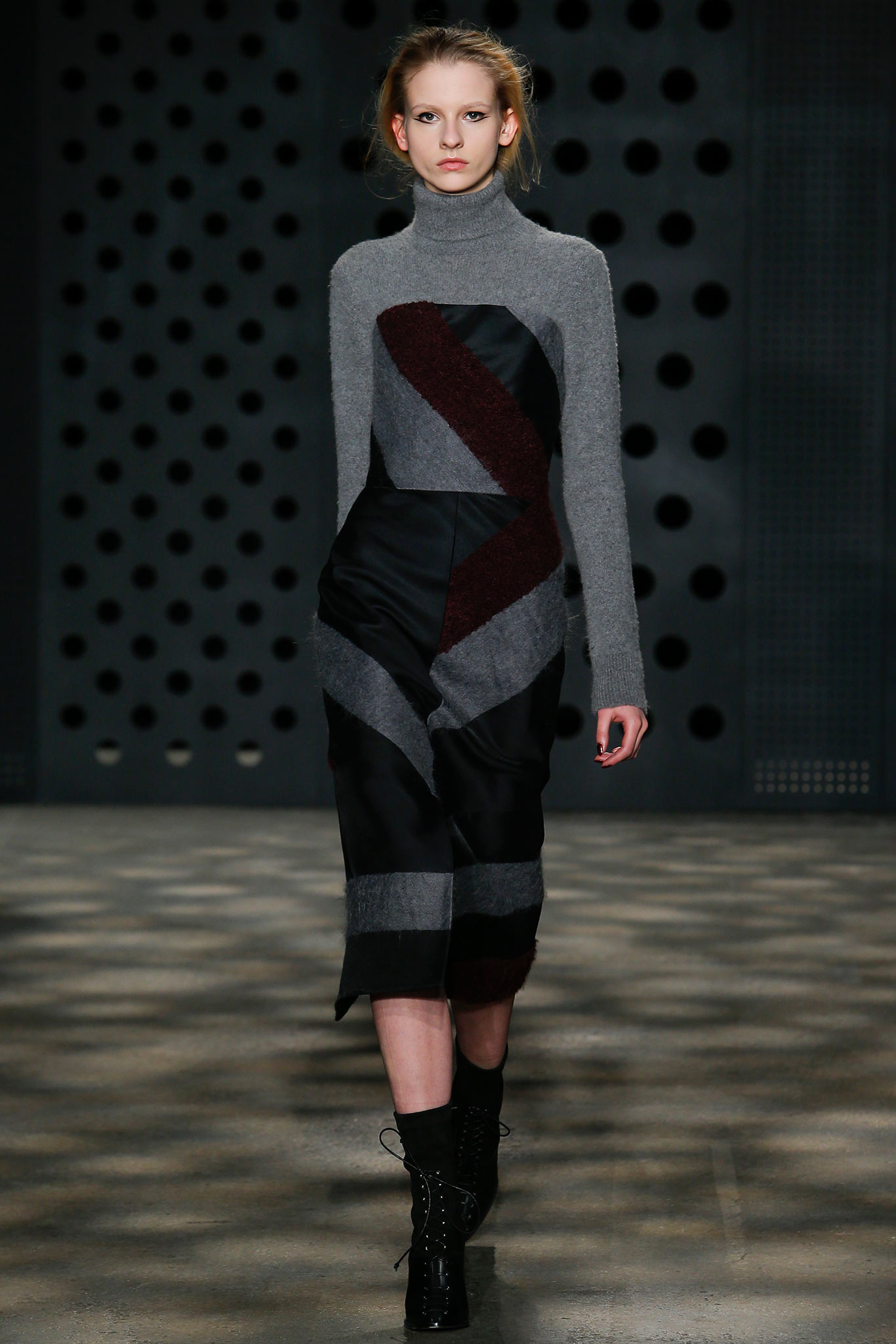 color-blocked fitted midi dress