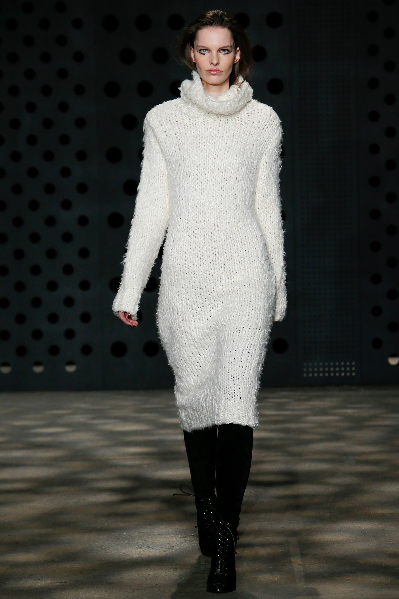 white wool fitted midi dress