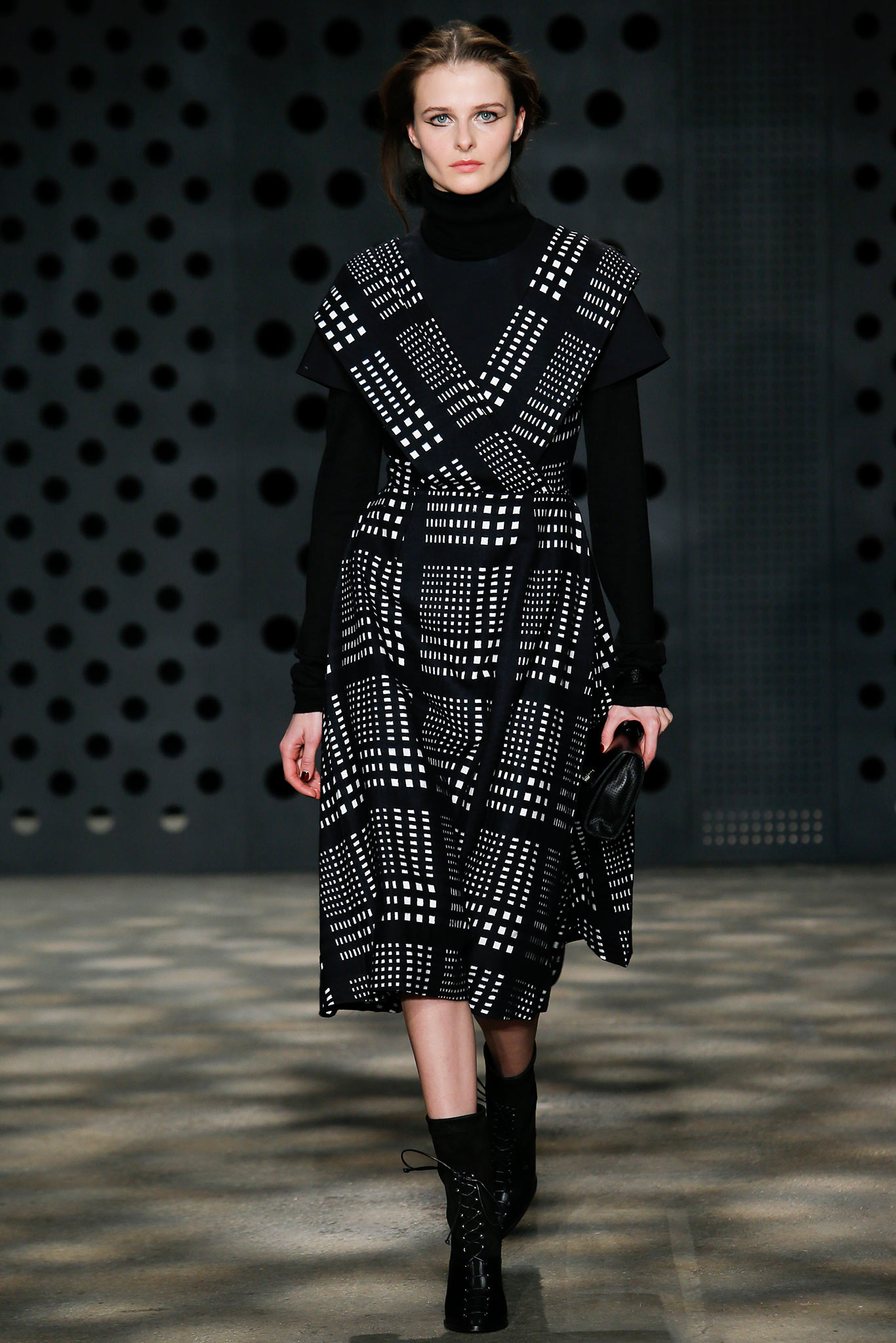 black and white printed midi dress