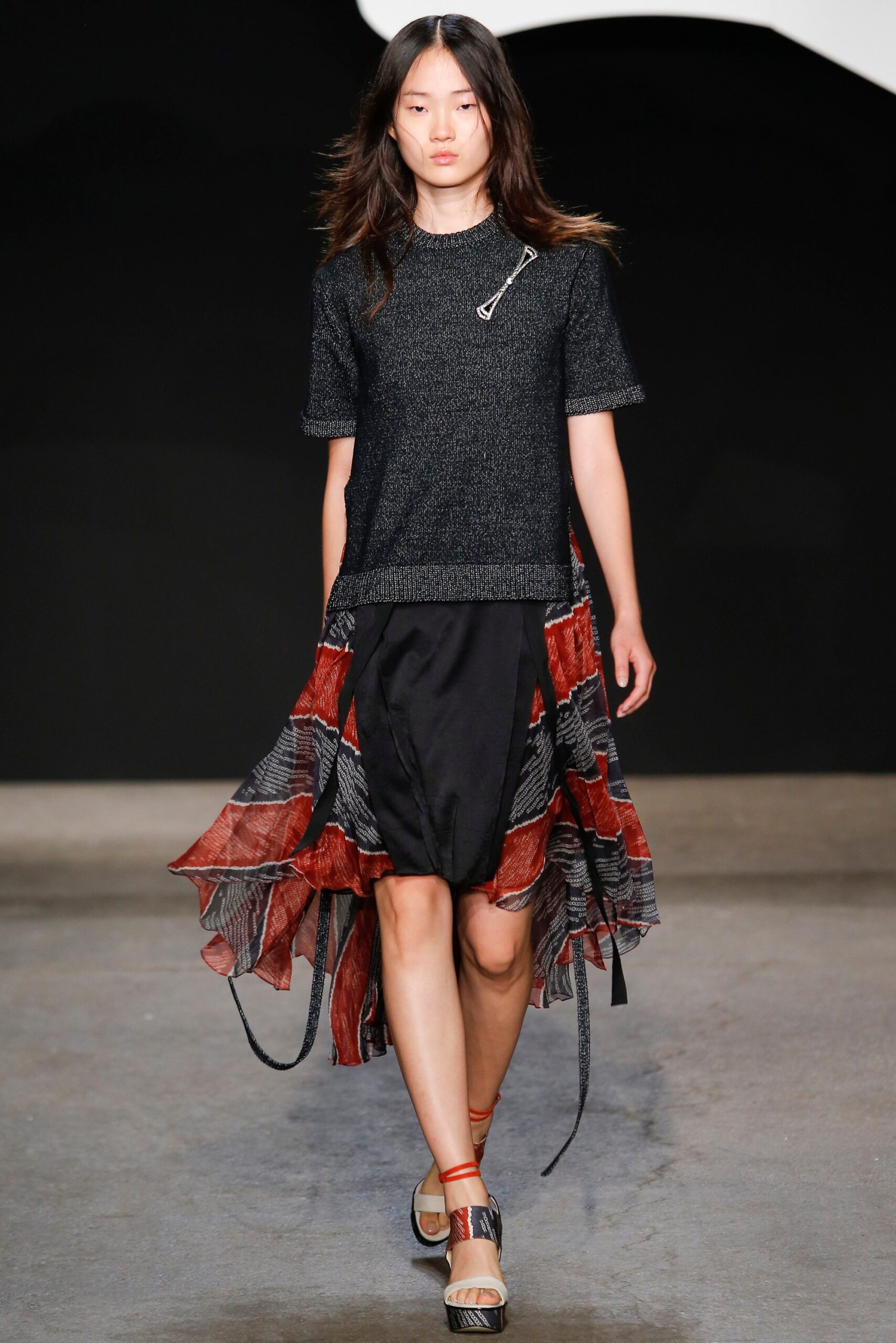 black and red layered top and skirt