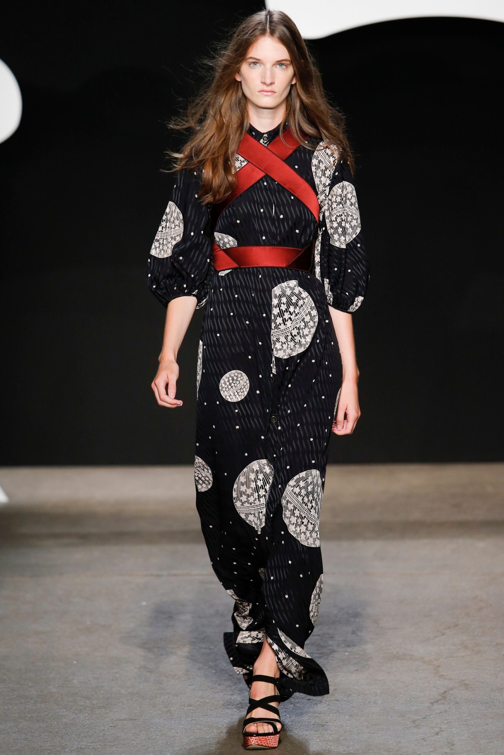 black and white printed midi dress