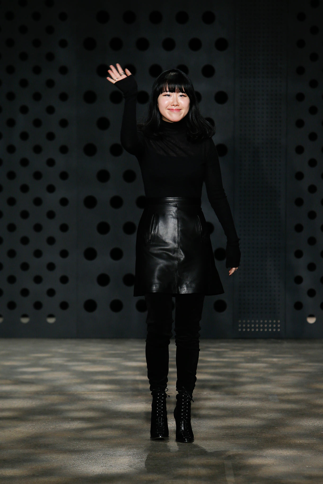 black fitted top and skirt