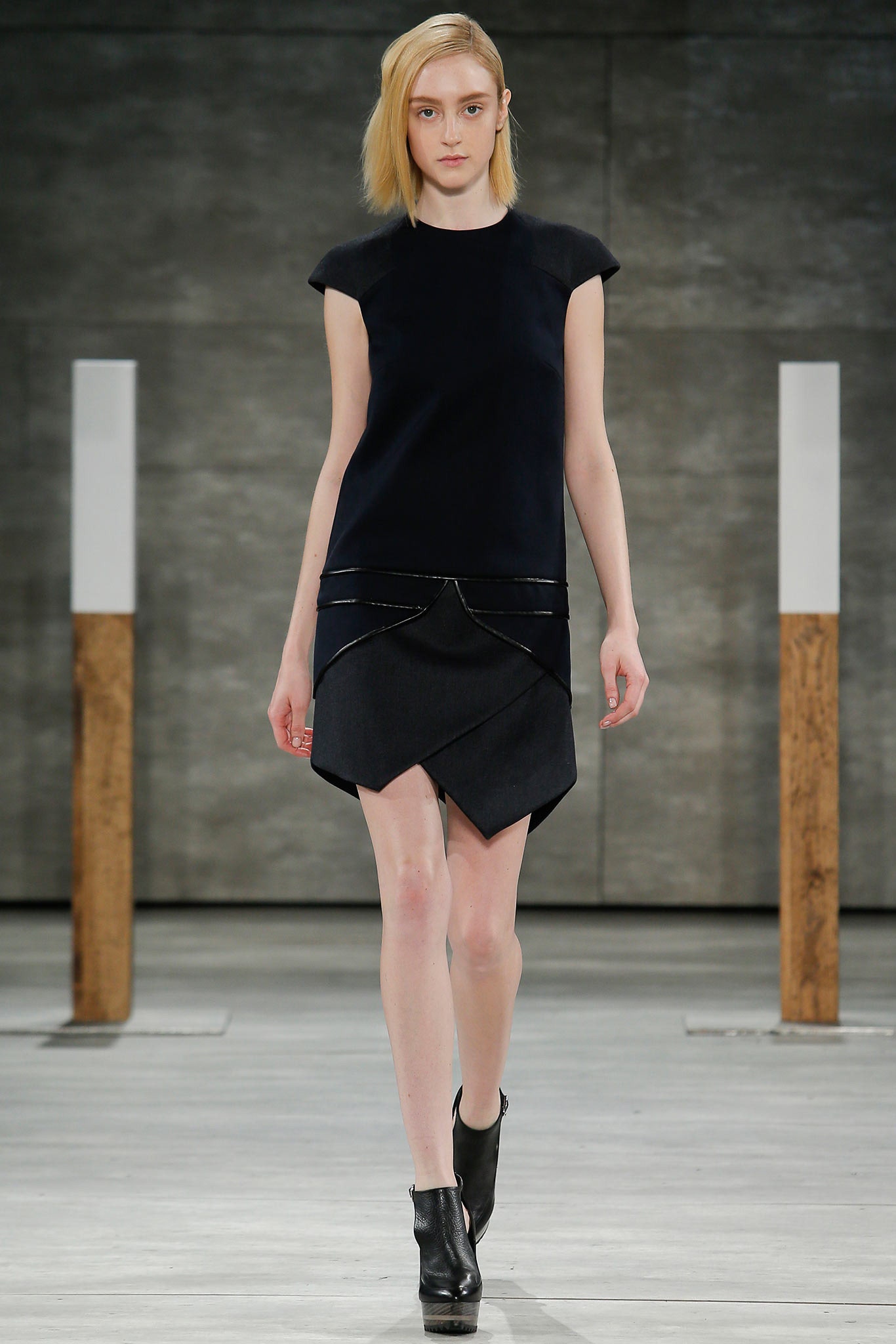 black fitted top and skirt