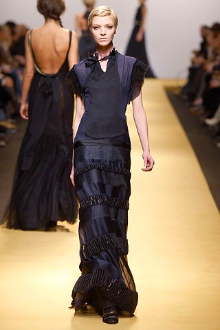 black silk sleeveless gown