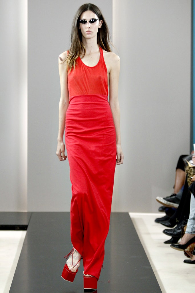 fitted red maxi dress