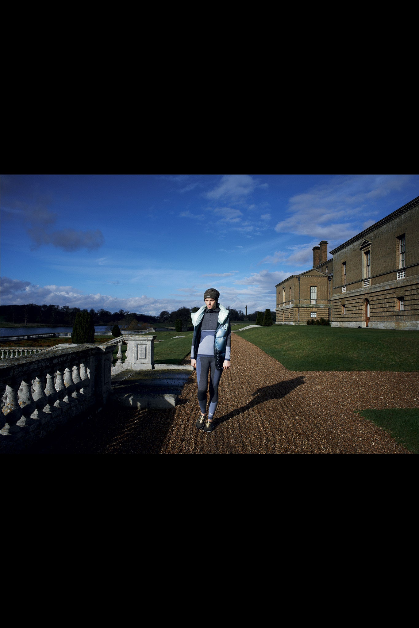 blue silk long-sleeve collared fitted zippered jacket