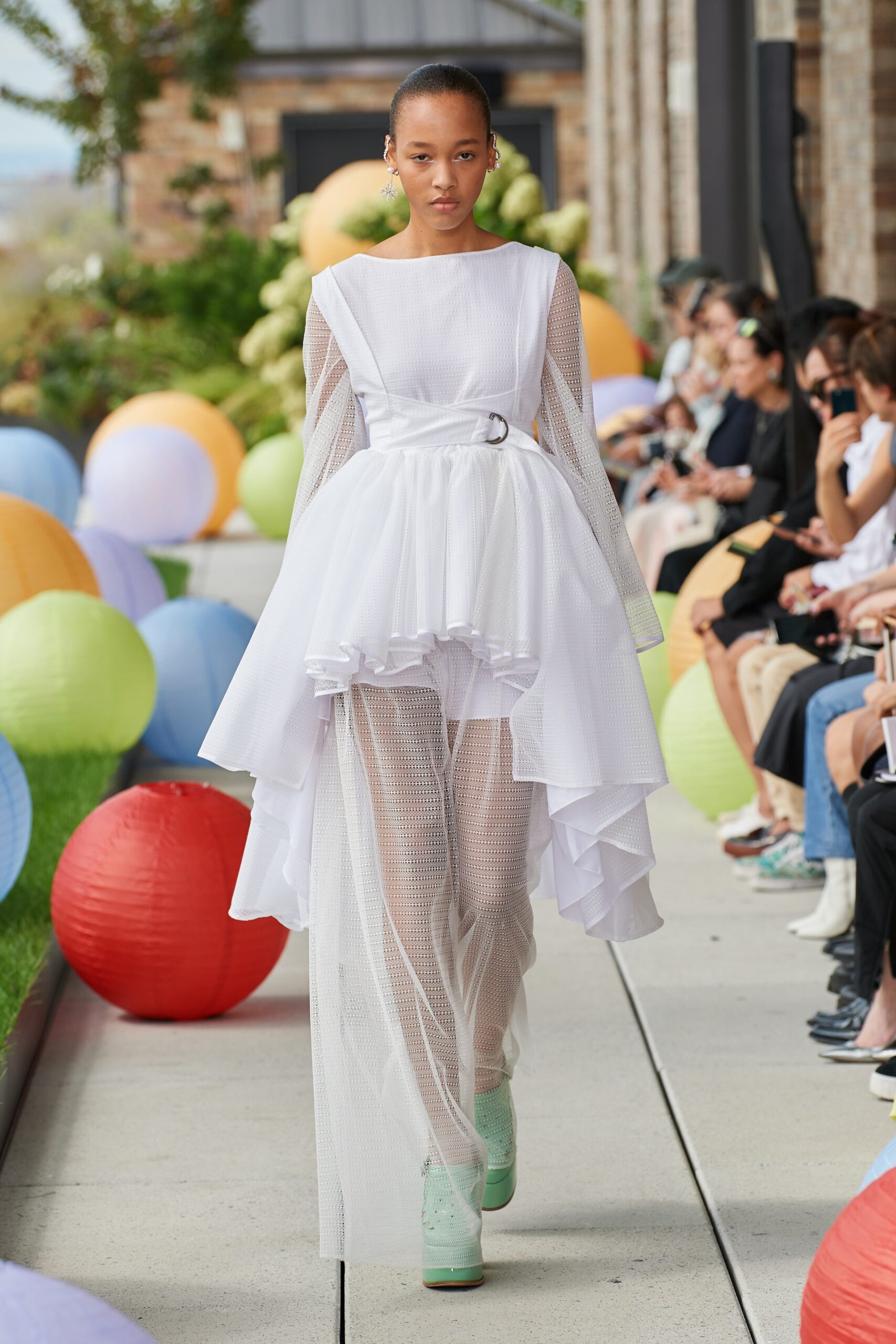 white tiered asymmetric dress