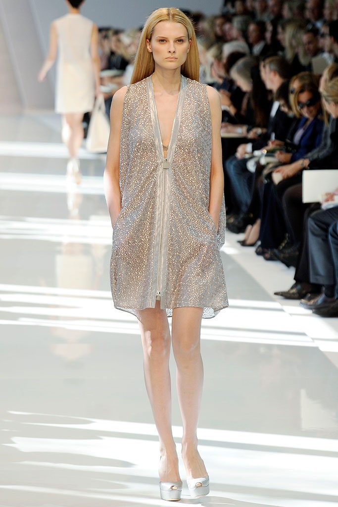 silver silk sleeveless dress