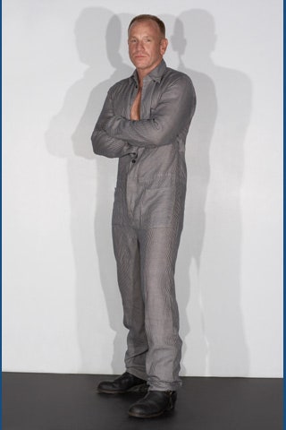 gray cotton long-sleeve collared fitted zippered jumpsuit