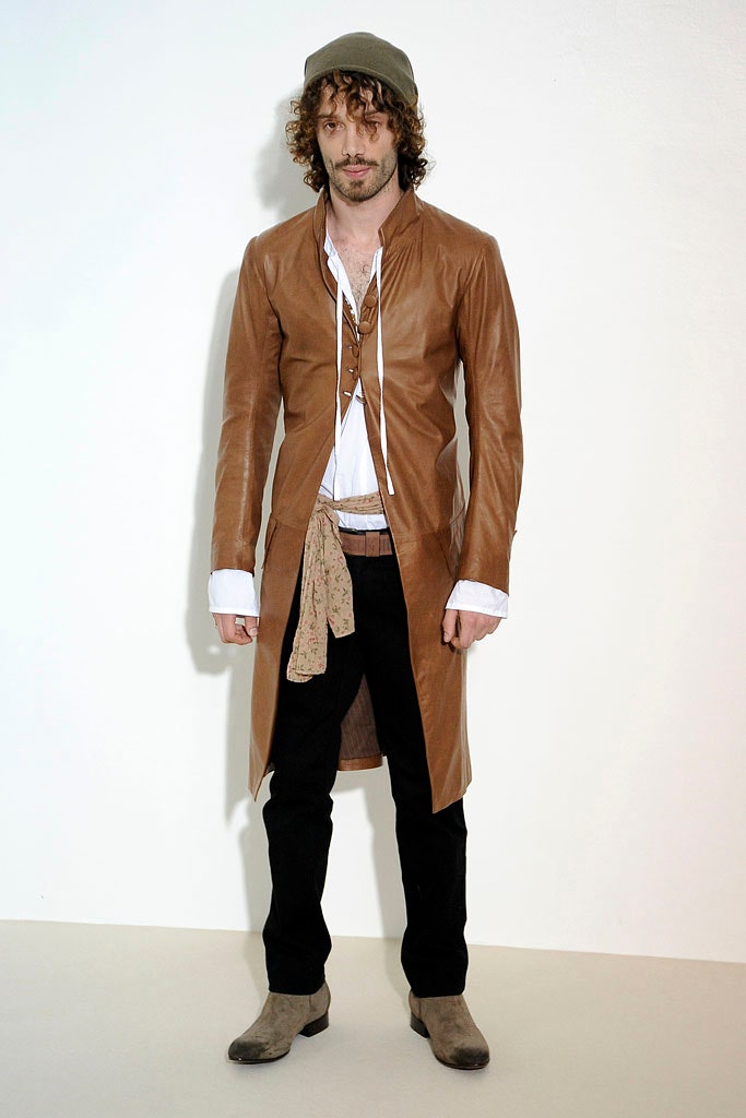 brown leather coat and vest
