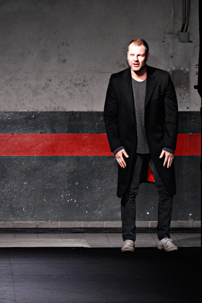 black wool coat with gray shirt