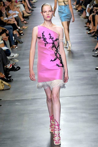 fitted pink silk mini dress