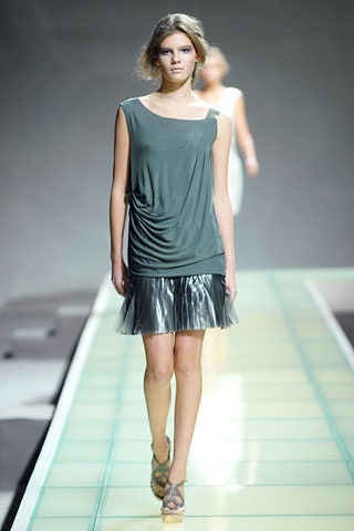 fitted green silk mini dress