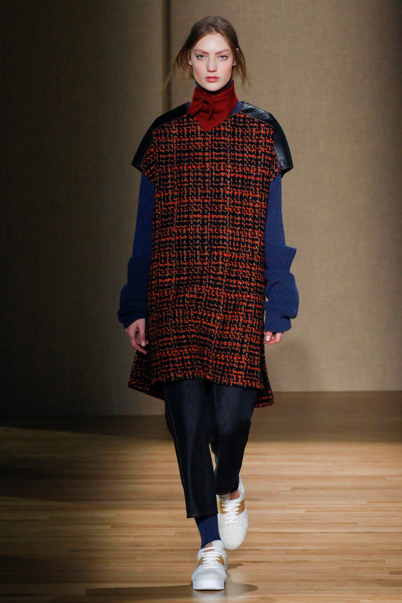 orange cotton short-sleeve collared relaxed checked short dress