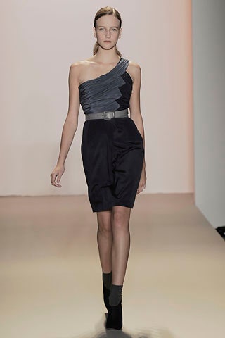 black and gray pleated dress