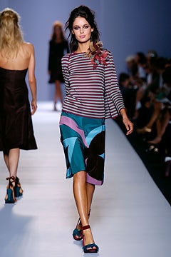 striped top with asymmetric skirt