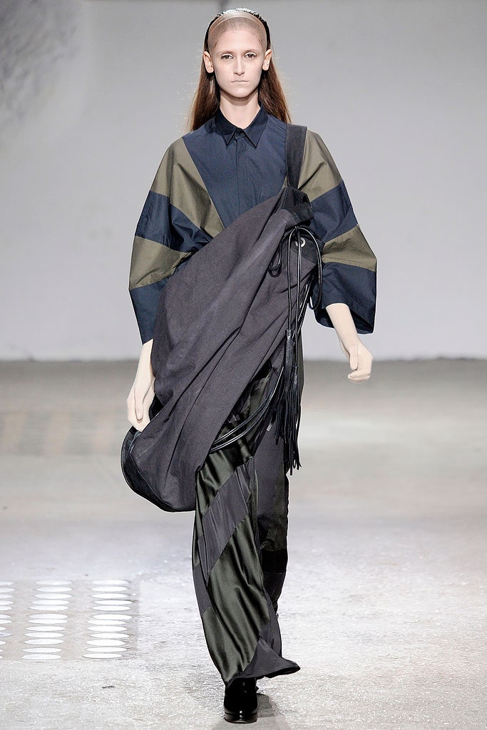 blue cotton long-sleeve collared oversized layered jacket