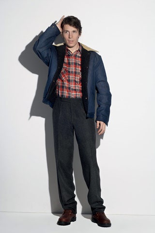 blue denim jacket with plaid shirt