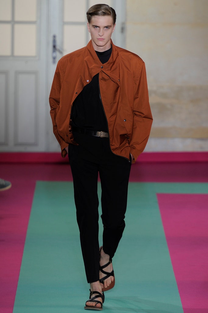 orange relaxed jacket with black top