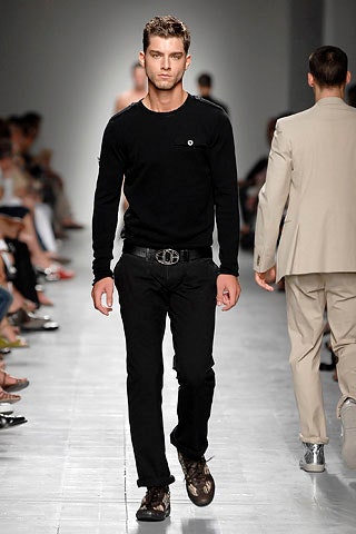 black fitted top and pants