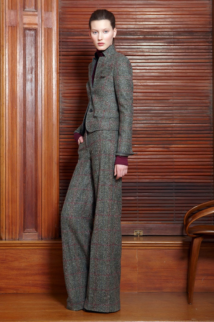 tailored gray tweed suit