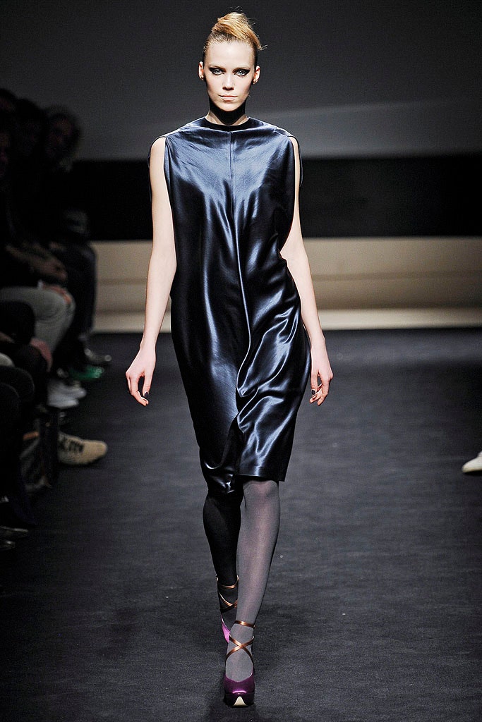 black silk sleeveless dress