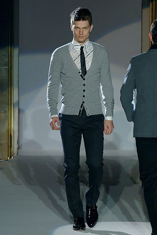 gray cotton long-sleeve collared fitted buttoned cardigan