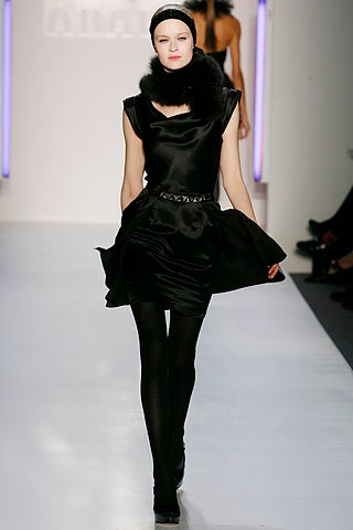 black silk mini dress with fur scarf