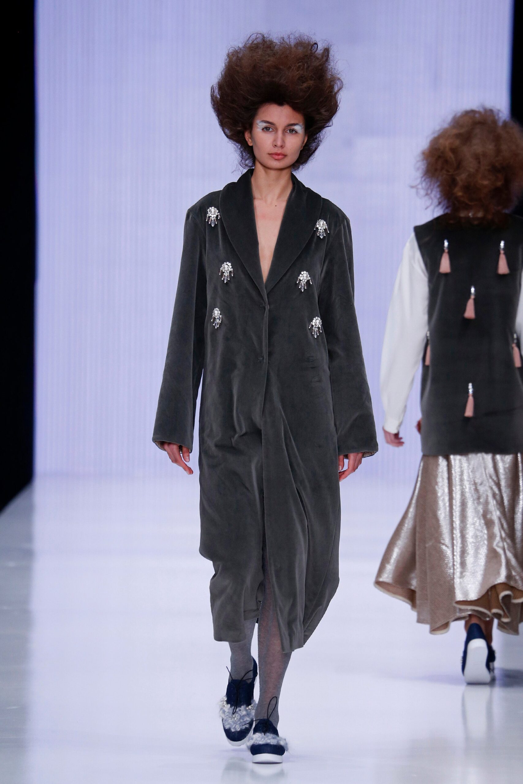gray velvet relaxed coat