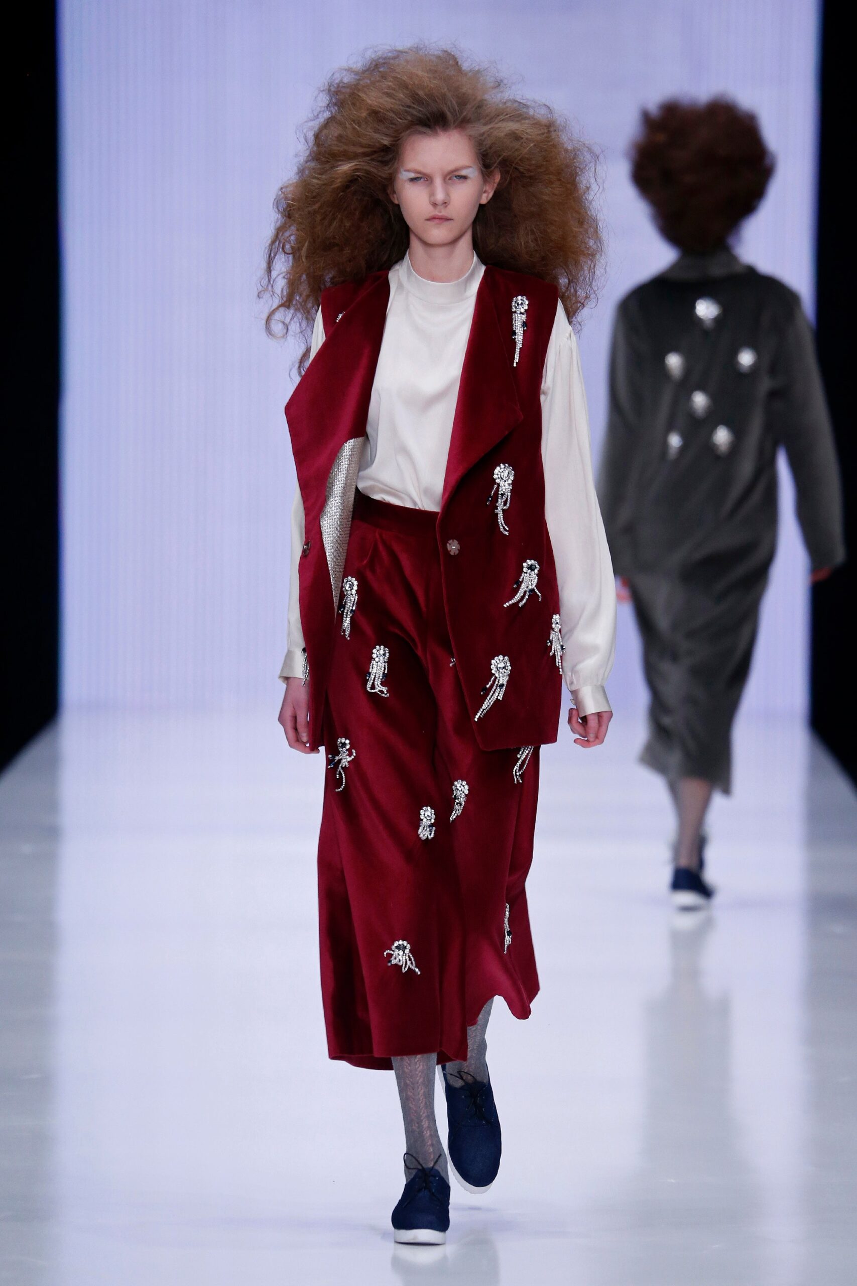 red velvet embroidered vest and skirt