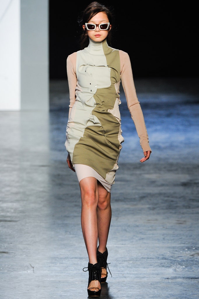 beige green fitted mini dress