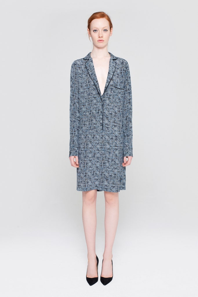 blue black silk relaxed dress