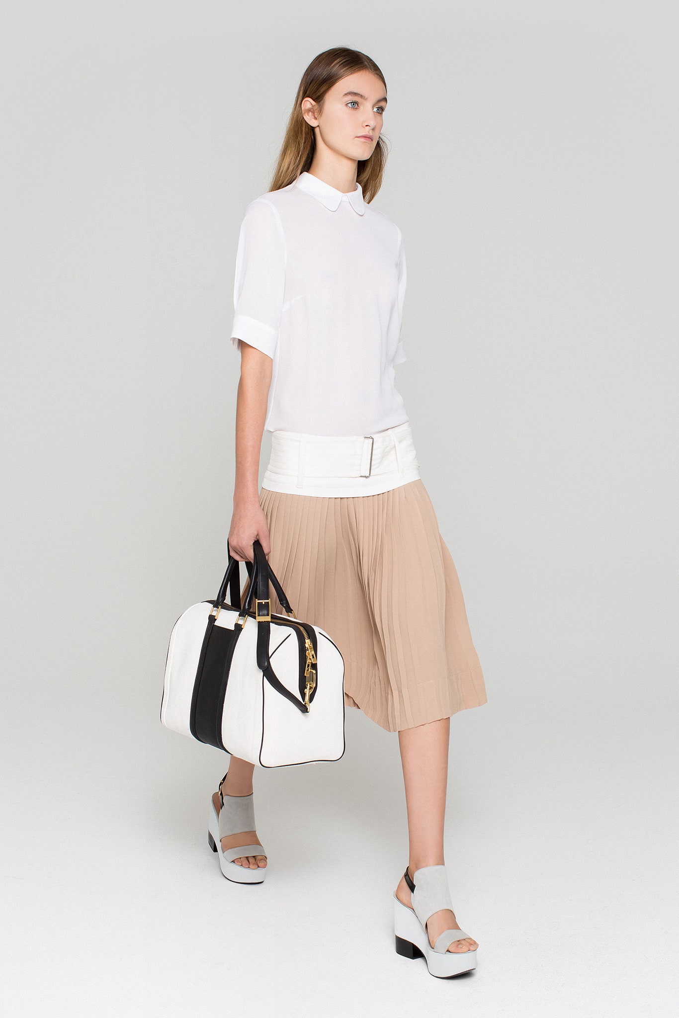 white leather bag