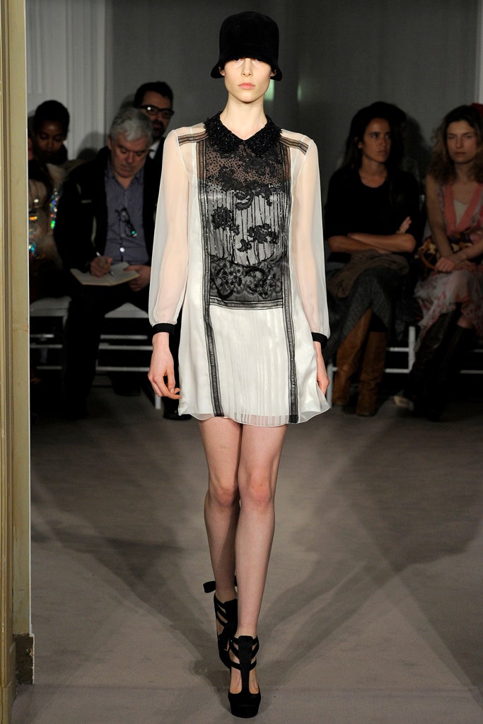 white and black pleated mini dress