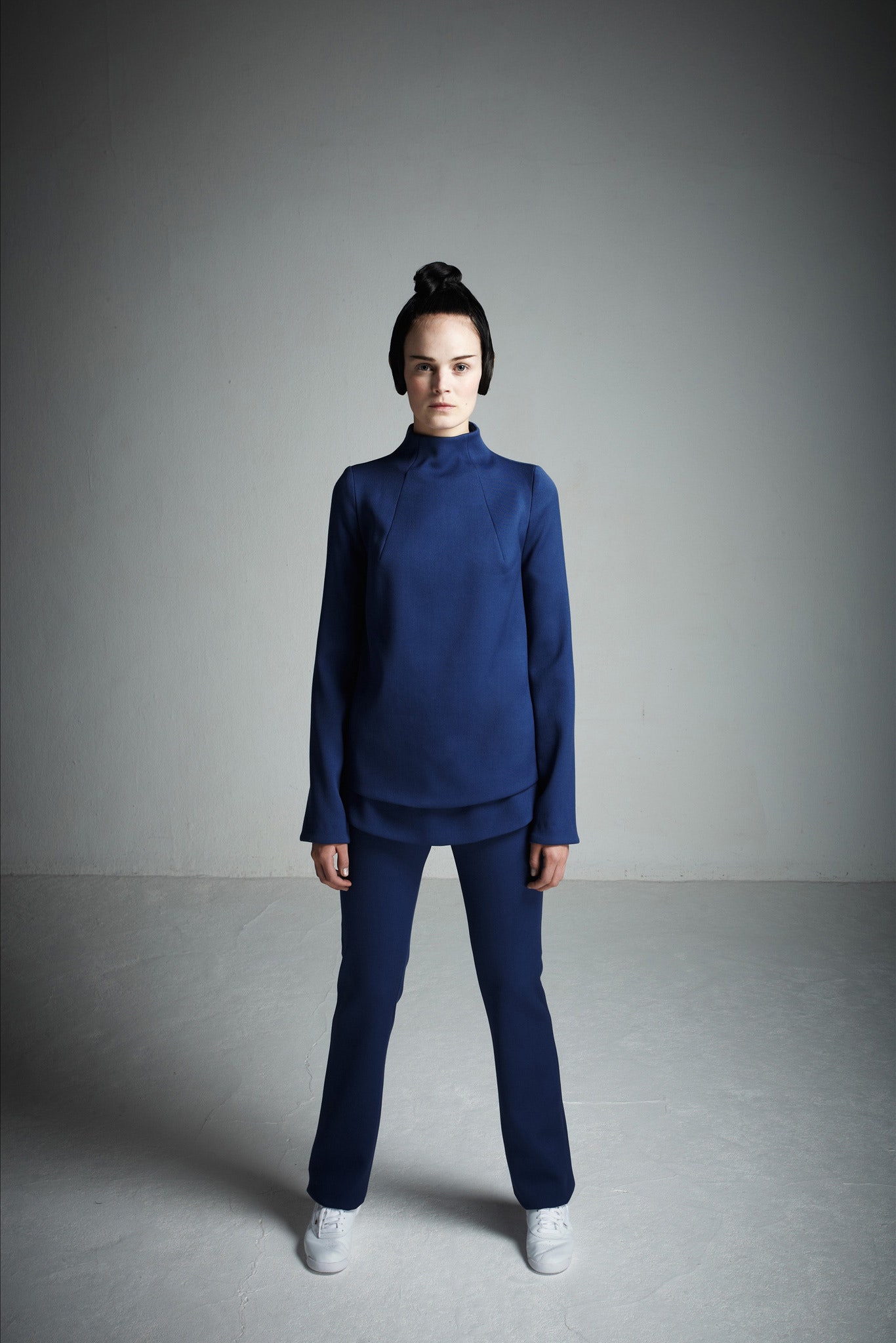 blue fitted top and pants