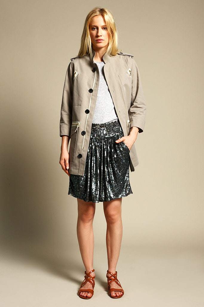gray jacket with sequin skirt