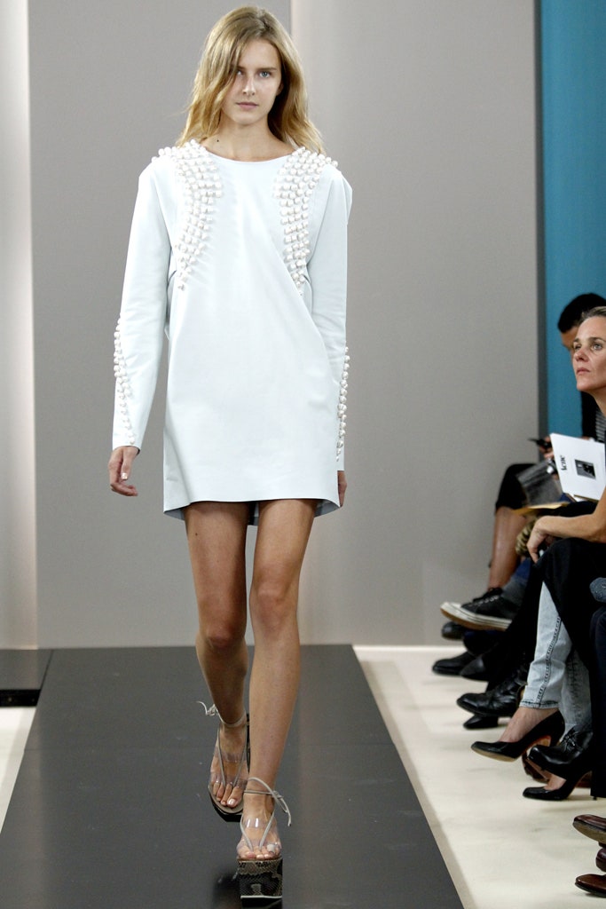 white fitted embellished dress