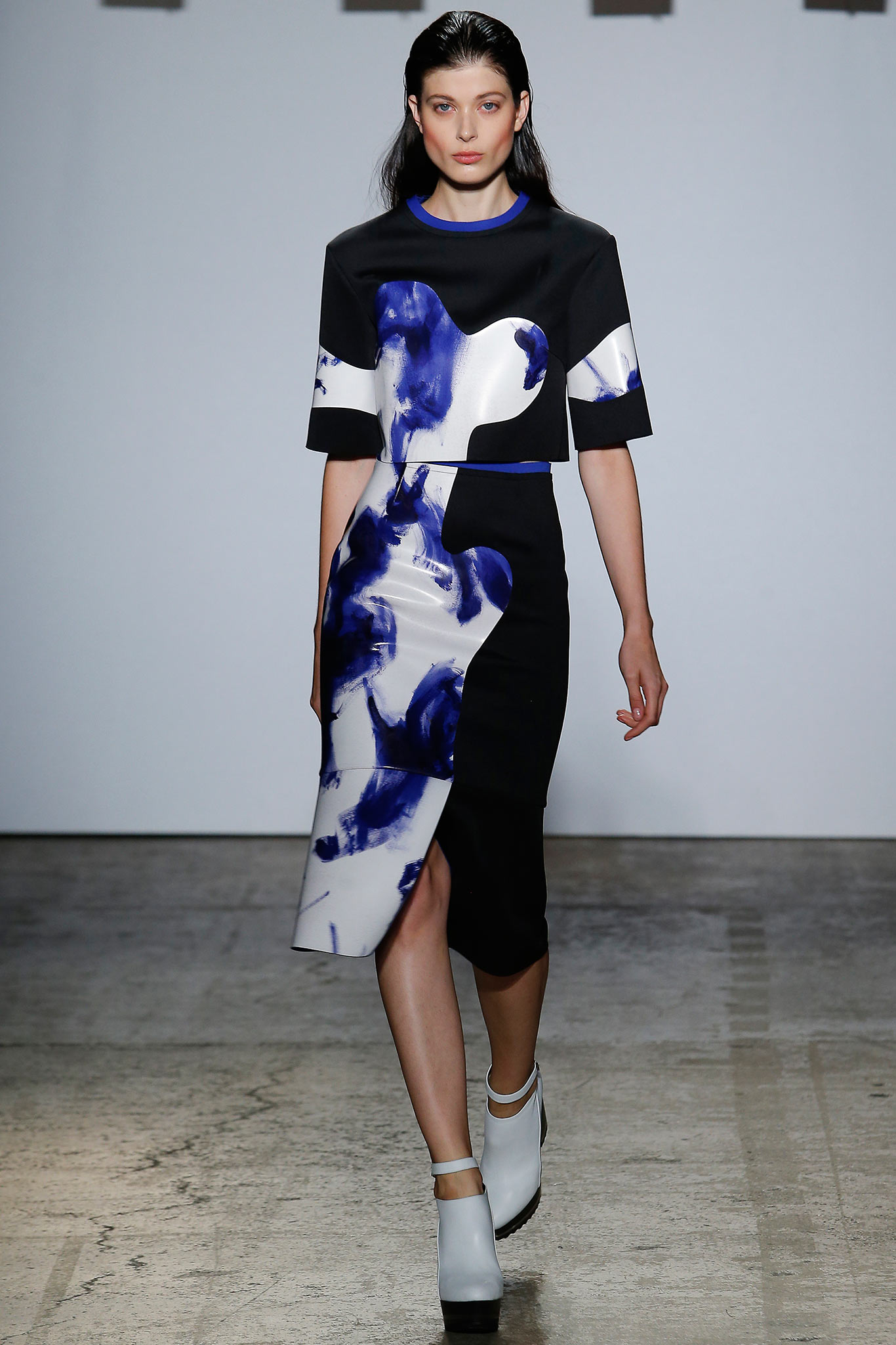 black and white printed midi dress