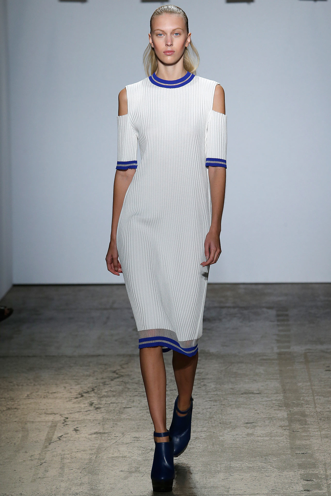 fitted white ribbed dress