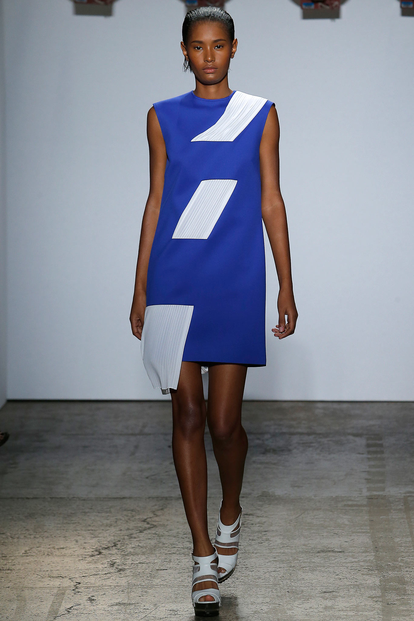 blue fitted sleeveless dress