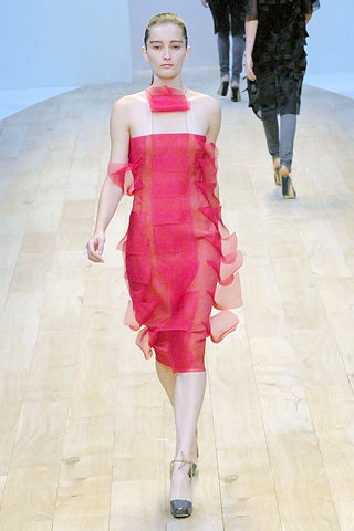 pink ruffled midi dress