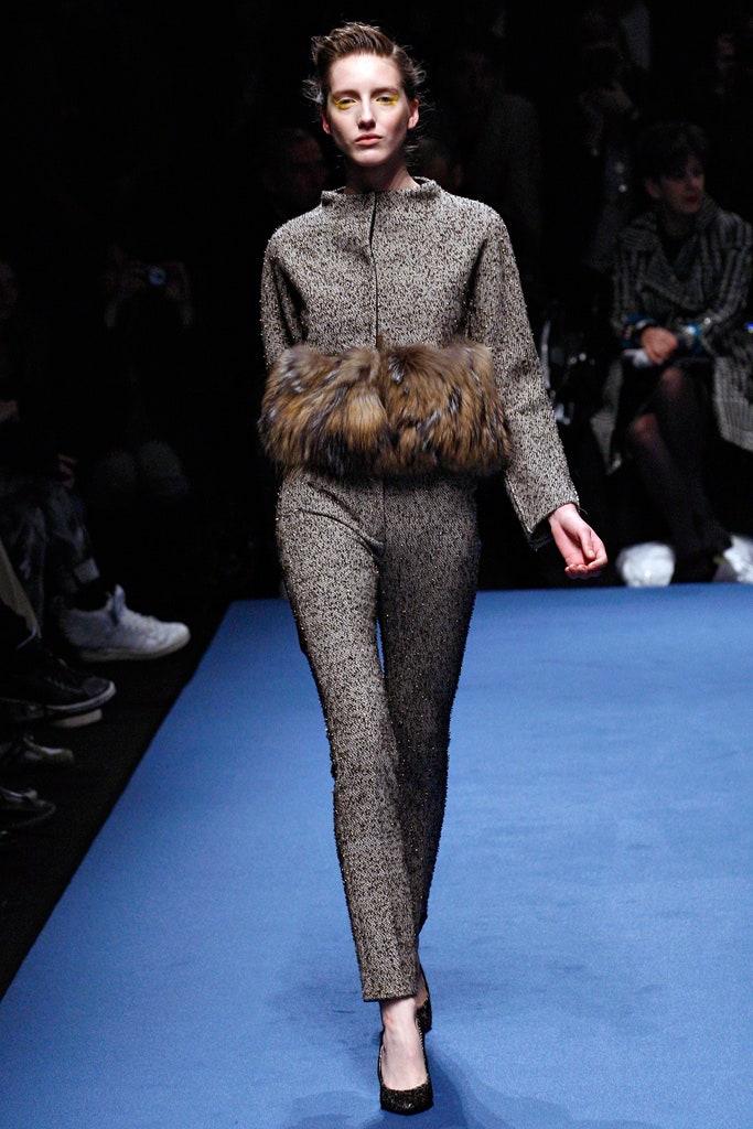 gray wool long-sleeve collared fitted zippered jumpsuit